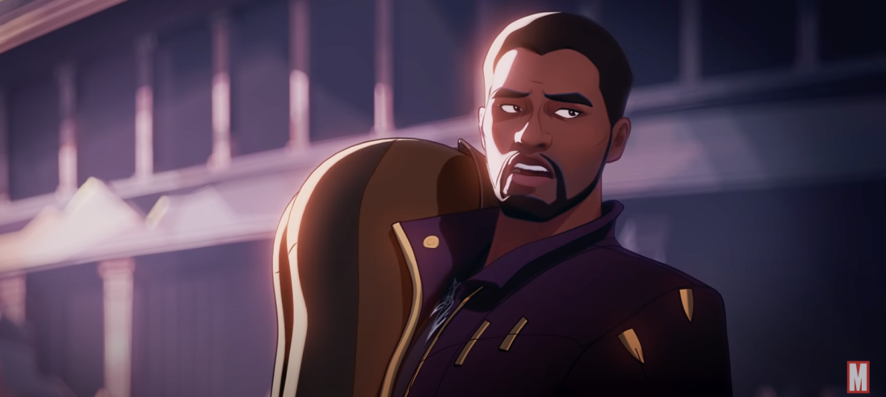 Chadwick Boseman makes his final appearance as T'Challah in the animated Disney+ series, 'What If...?' (Photo: Disney+/YouTube)