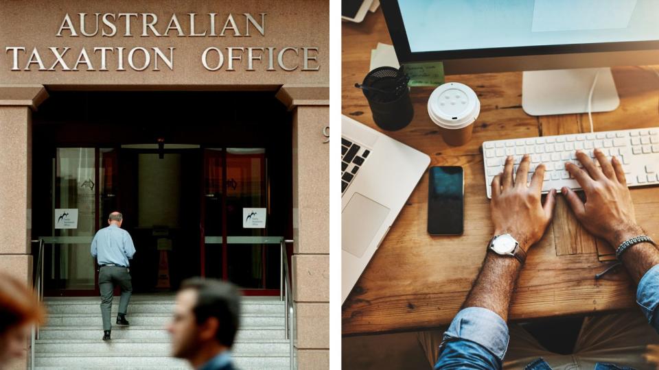 ATO offices and person on computer