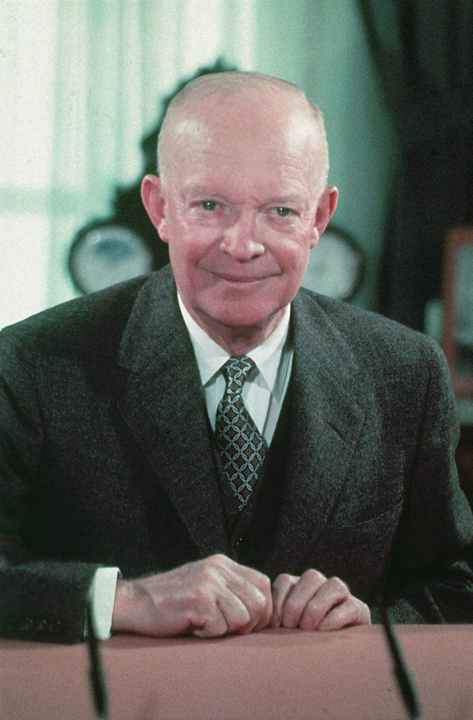 President Dwight Eisenhower in 1956, in the White House, in Washington, D.C.