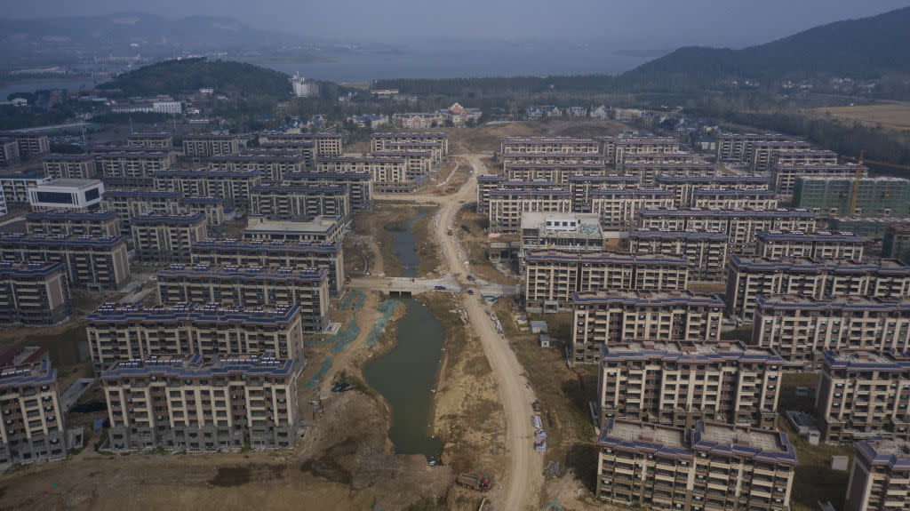  Unfinished buildings at China Evergrande Group's Health Valley development on the outskirts of Nanjing, China. 