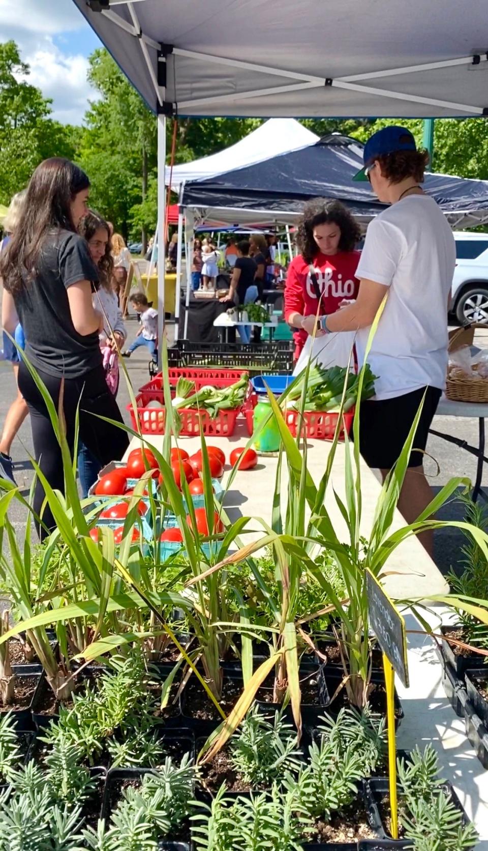 Customers peruse the wares at the Franklin Park Conservatory Farmers Market, which is to open on June 5.