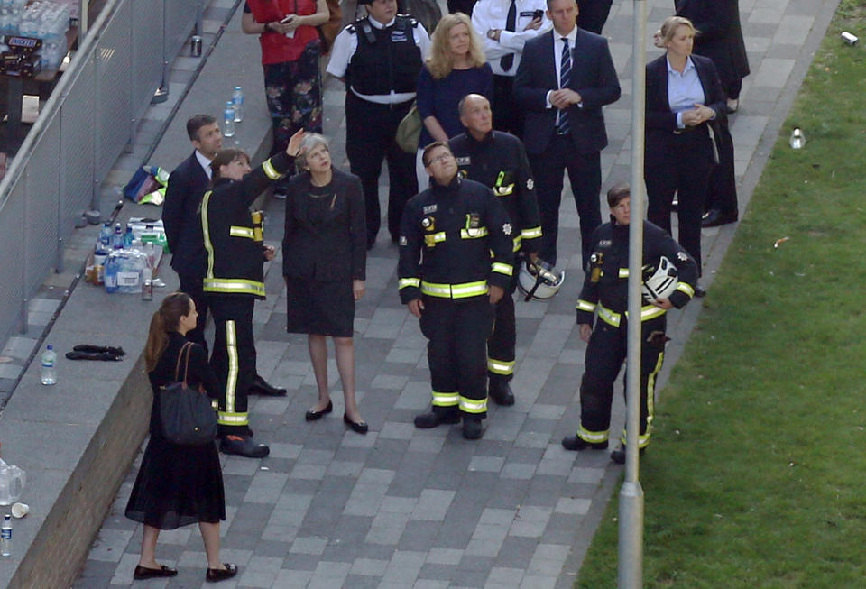 Prime minister Theresa May visited the scene after the fire (Picture: PA)