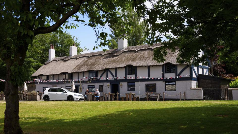 A general view shows the Ye Olde Hob Inn in Bamber Bridge near Preston, England, Wednesday, June 7, 2023. (Jon Super/AP)