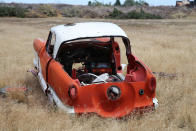 <p><strong>Jim’s Vintage Automotive</strong> in Idaho is synonymous with the Nash Metropolitan. During our visit we spotted several of them in various states of disrepair. Fun fact: the New York’s NYPD had a fleet of right-hand-drive Metropolitans. The Parking Enforcement Officers would drive past a row of parked cars, marking their tires with a long handled chalk, and then returning later to see if the wheels had moved. </p>