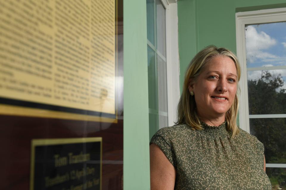 Ashley Trantham, member of the South Carolina House of Representatives from the 28th District, stands for a a portrait in an office at Happy Cow Creamery in Pelzer, S.C., on Tuesday, Aug. 29, 2023.