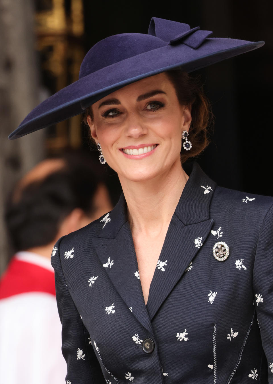 LONDON, ENGLAND - MARCH 13:  Catherine, Princess of Wales smiles as she departs the 2023 Commonwealth Day Service at Westminster Abbey on March 13, 2023 in London, England. (Photo by Chris Jackson/Getty Images)