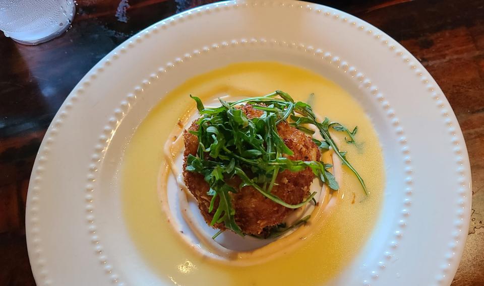 The Real Macaw's famous Trinidadian crab cake, $18.