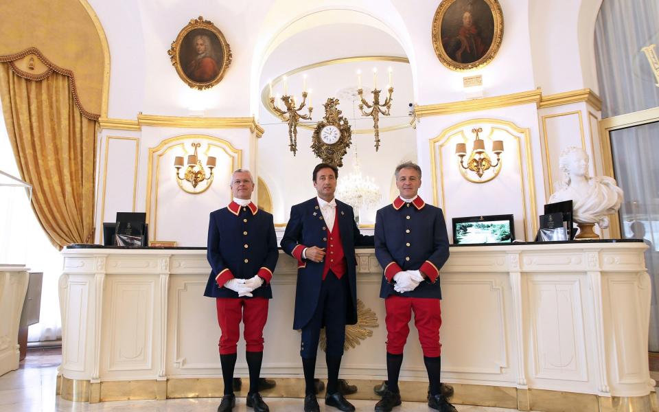 Patrick Messina (L), Serge Amalfitano and Alain Marie, concierge at the famous hotel the Negresco - Valery Hache