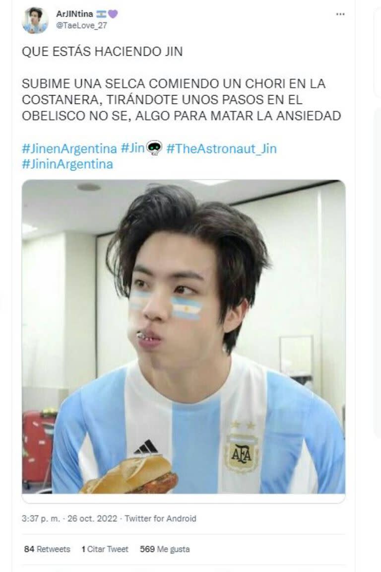 "Qué estás haciendo Jin" se convirtió en tendencia en las redes y es una incógnita que quisieron revelar durante estos dos días los fanáticos del cantante del grupo surcoreano BTS