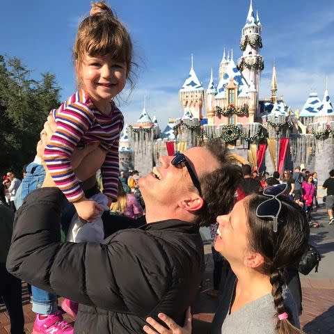 <p>Sutton Foster/Instagram</p> Ted Griffin and his daughter Emily at Disney