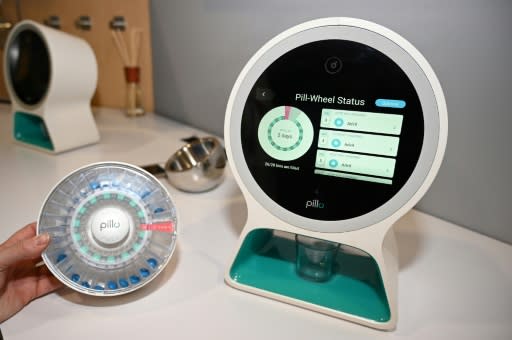 Pillo, an all-in-one pill dispenser, personal digital assistant, and communication device is displayed at the 2019 Consumer Electronics Show