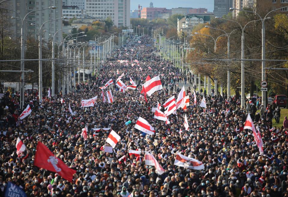 Belarus has seen a number of large demonstrations in recent months (AP)