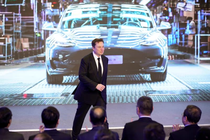 Tesla Inc CEO Elon Musk attends an opening ceremony for Tesla China-made Model Y program in Shanghai