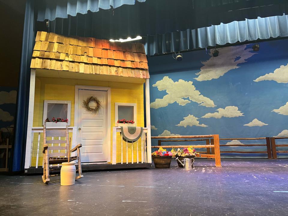 The charming set for “Oklahoma!” is nearly complete at Karns High School. 
March 8, 2023.