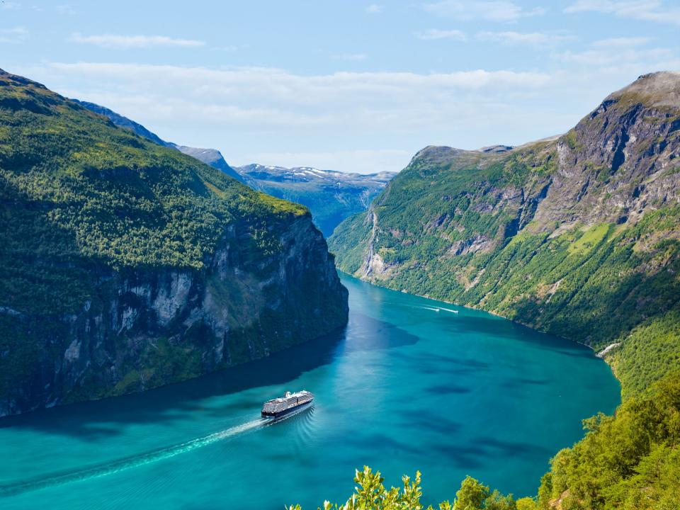 Holland America's Noordam in Geirangerfjord.