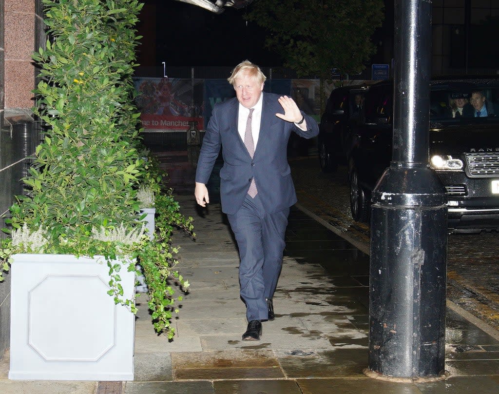 Boris Johnson arrives at the Midland Hotel in Manchester (Peter Byrne/PA) (PA Wire)