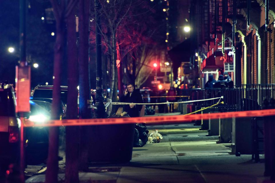 The scene of a shooting in New York's Harlem neighborhood