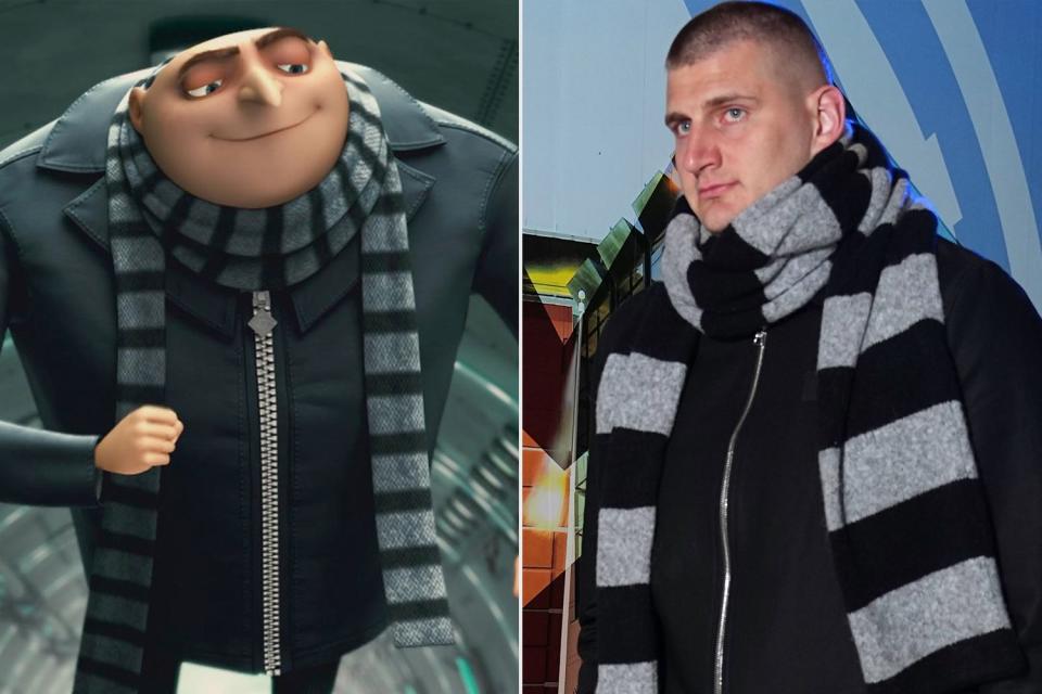 <p>Universal/Kobal/Shutterstock; Garrett Ellwood/NBAE via Getty</p> Gru from 