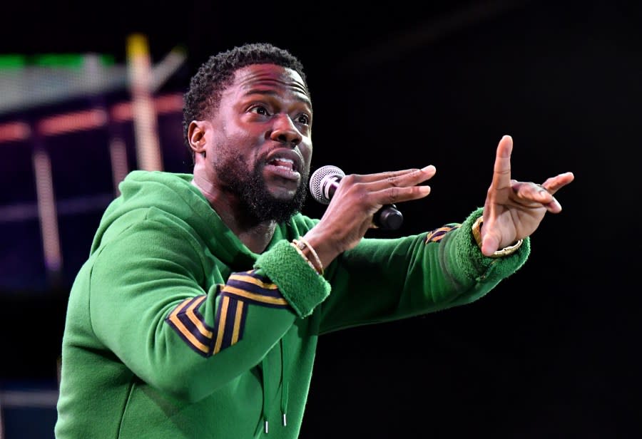 SAN FRANCISCO, CA – JUNE 02: Comedian Kevin Hart performs on the Colossal Stage during the 2017 Colossal Clusterfest at Civic Center Plaza and The Bill Graham Civic Auditorium on June 2, 2017 in San Francisco, California. (Photo by Jeff Kravitz/FilmMagic)