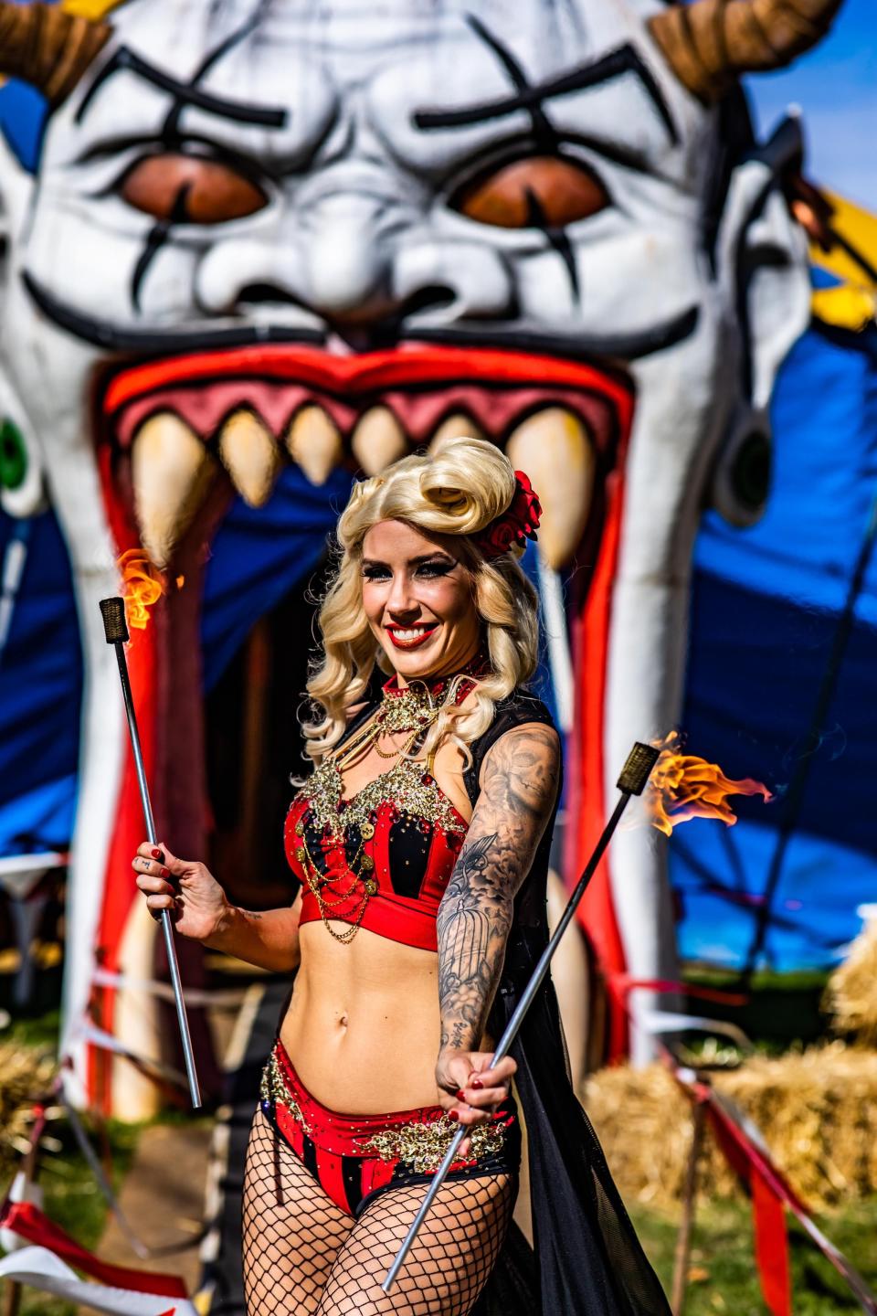 Willow Lauren, with the Hellzapoppin Circus Sideshow, is an expert fire eater and breather.