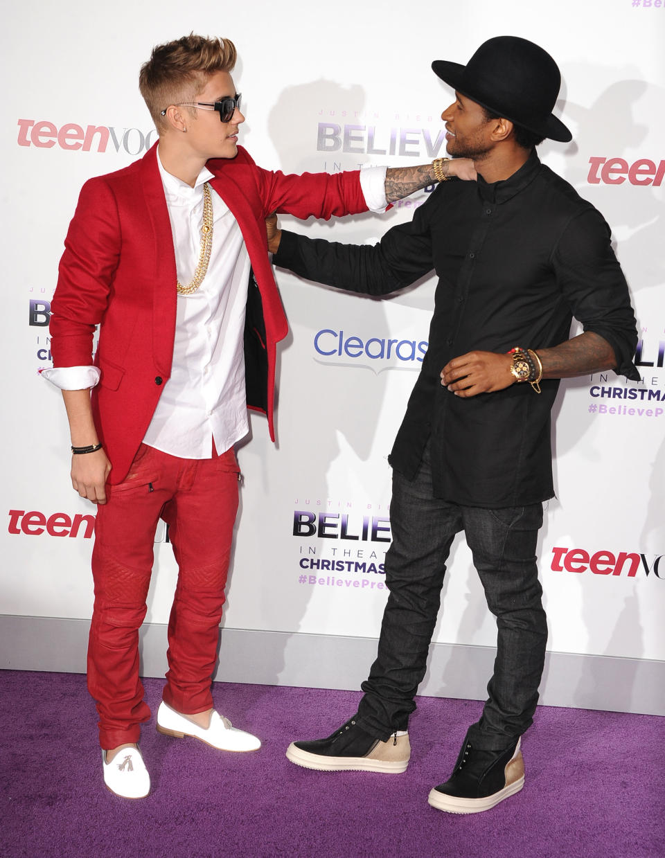 Justin Bieber and Usher arrives at the 