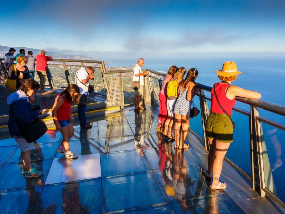 people in Cabo Girao viewpoint Madeira, Portugal, Europe people in Cabo Girao viewpoint Madeira, Portugal, Europe.