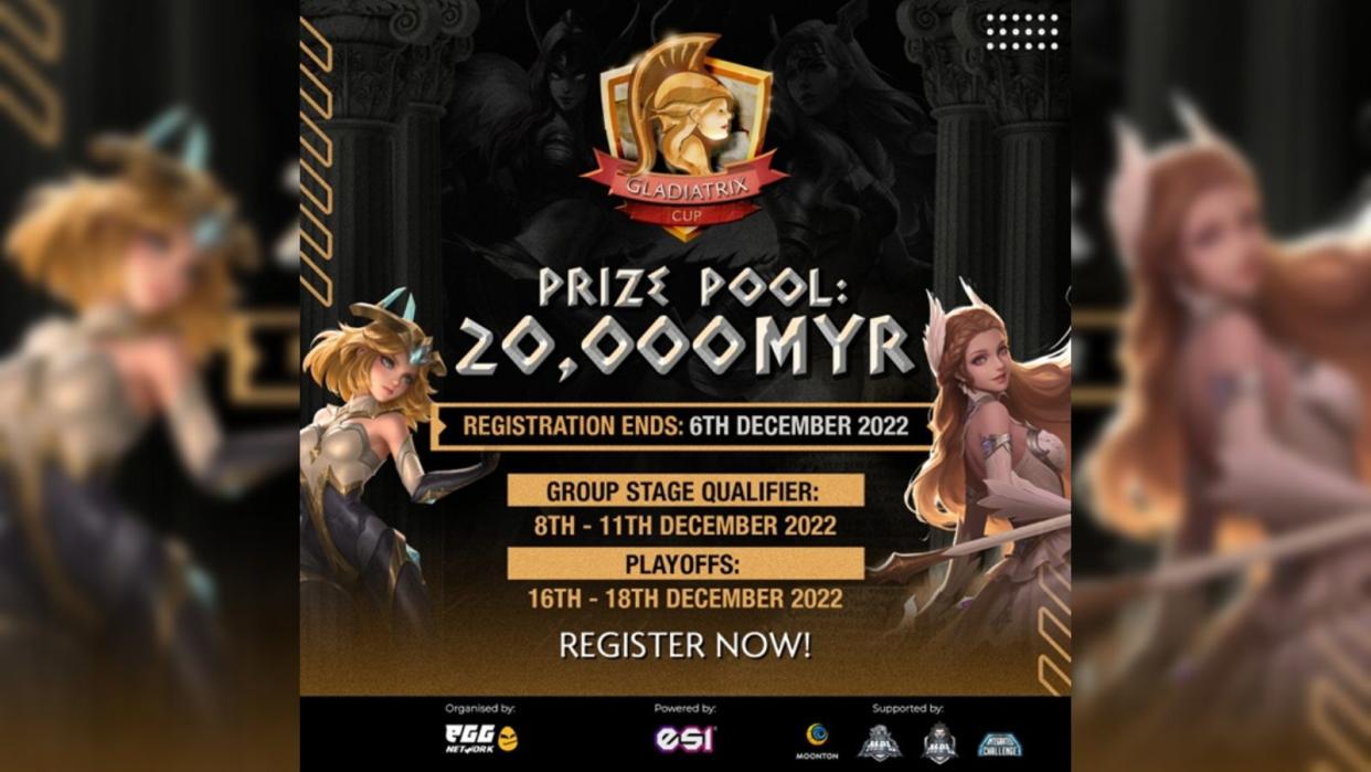 The Mobile Legends Gladiatrix Cup will be a female-only tournament for teams in Singapore and Malaysia, featuring a MYR20,000 prize pool and taking place from 8 to 18 December. (Photo: MOONTON Games)