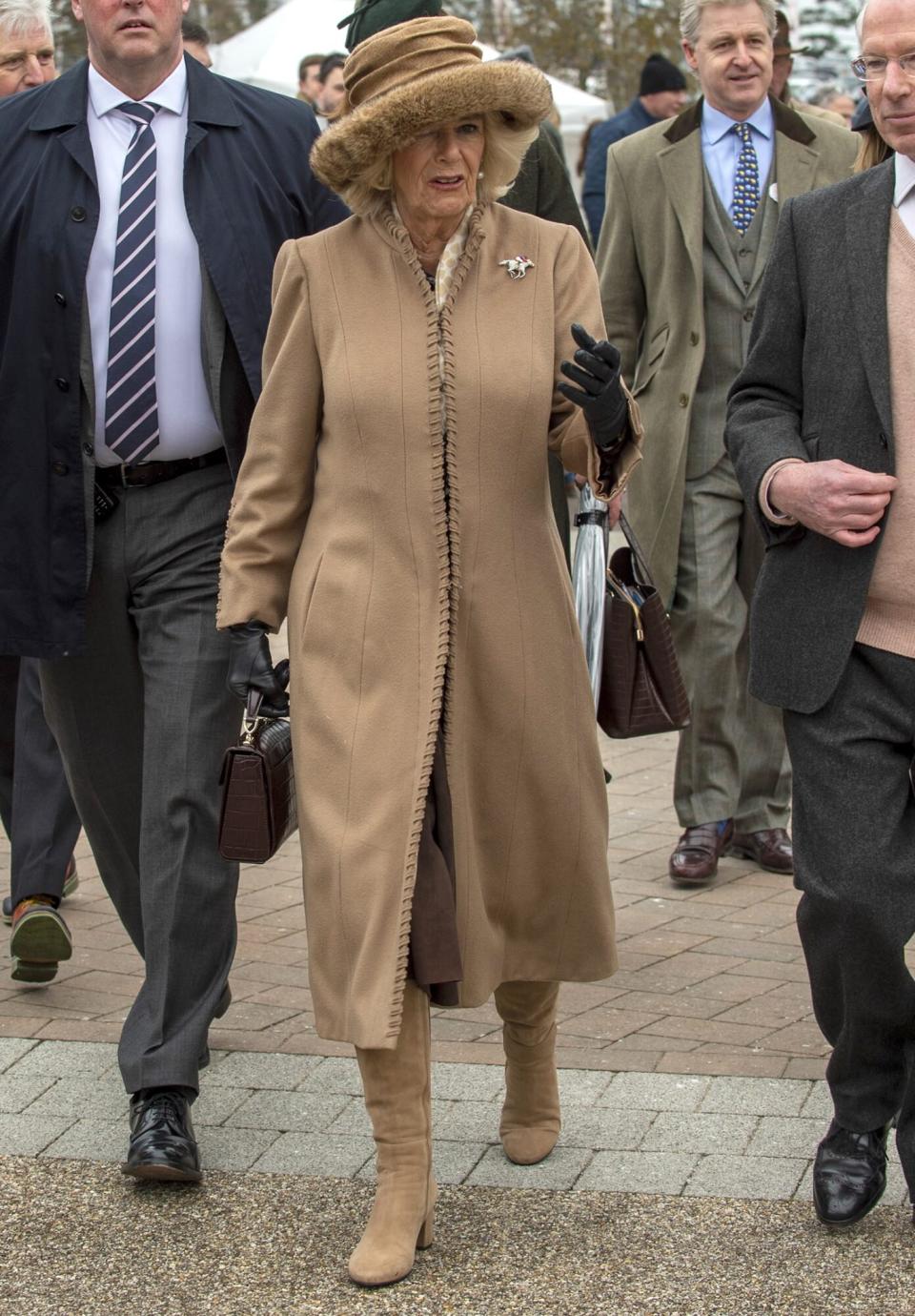Queen Consort Camilla arrives at Cheltenham Festival for Ladies' Day