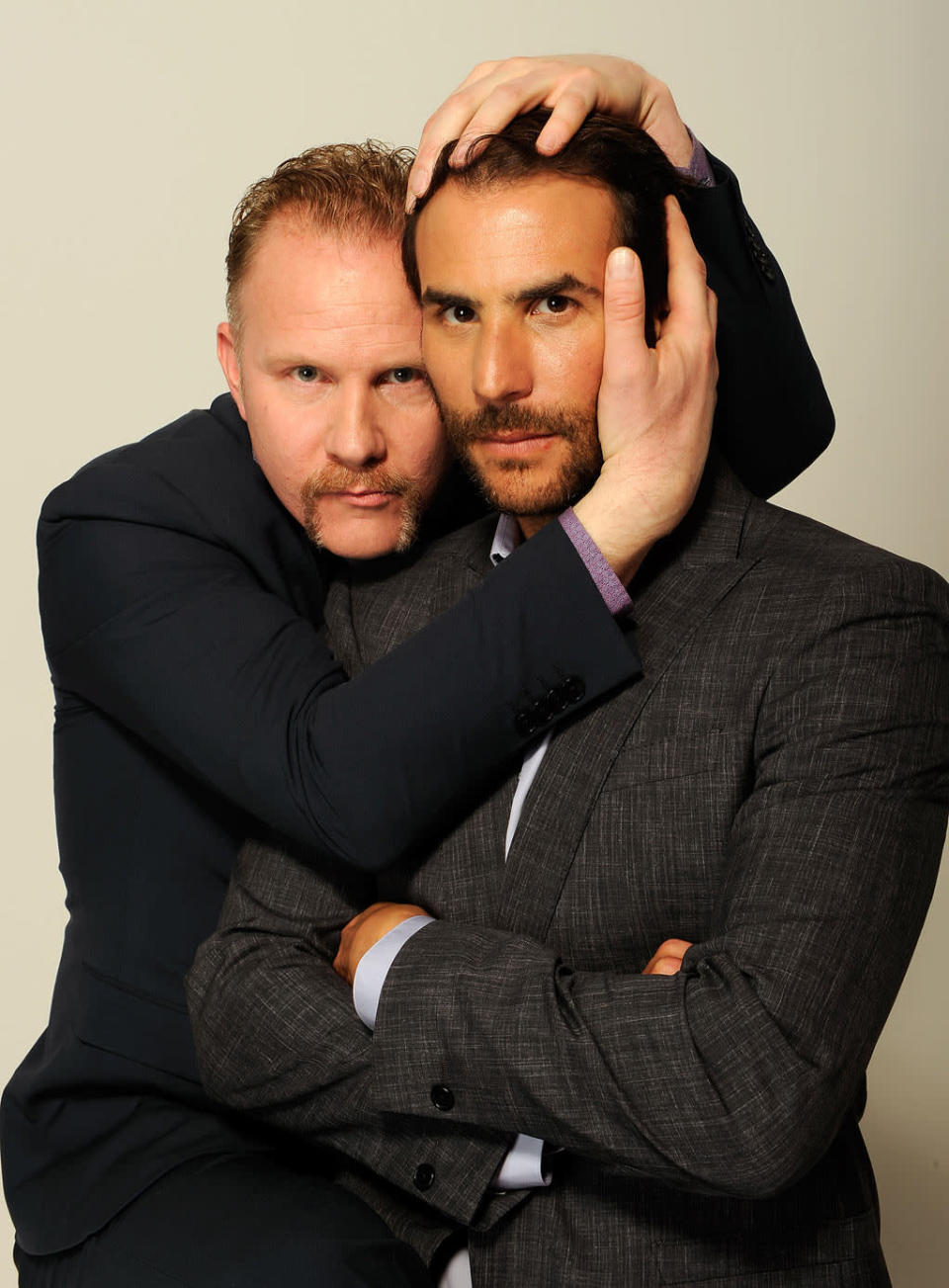 Morgan Spurlock and Benjamin Silverman pose for a portrait at the 2012 Tribeca Film Festival in New York City, NY.