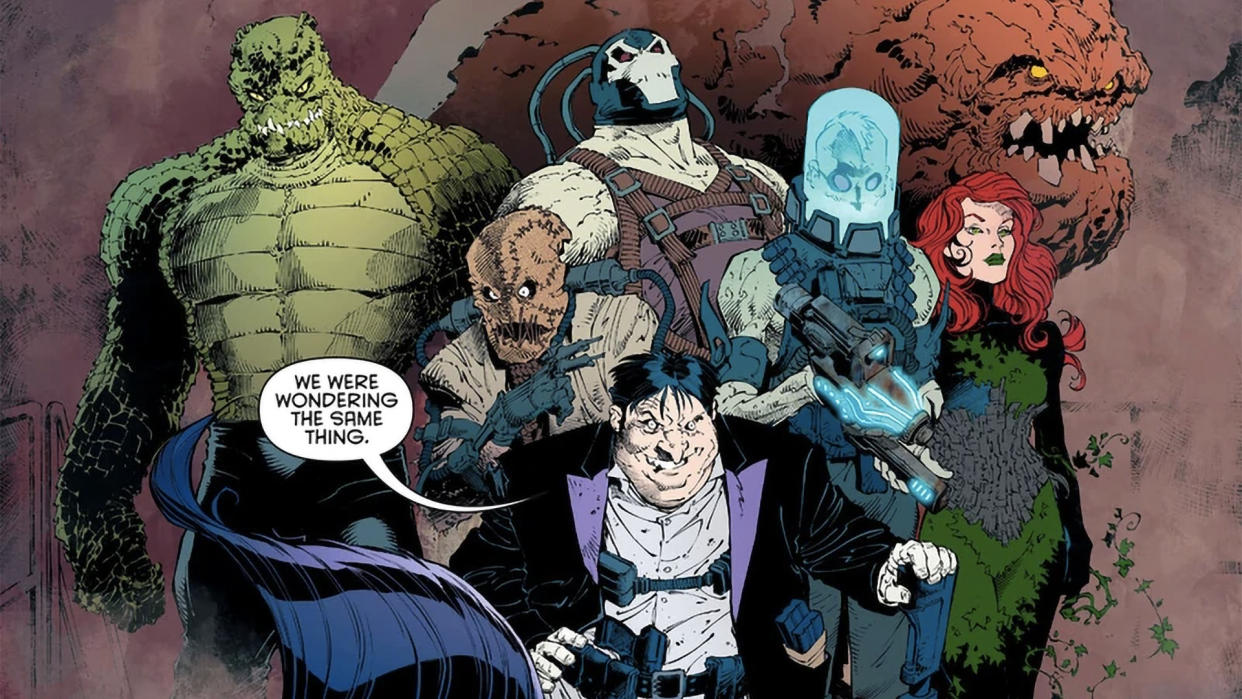  Group of Batman villains including Penguin, Bane, Clayface, Scarecrow, Killer Croc, Poison Ivy, and Mr. Freeze. 