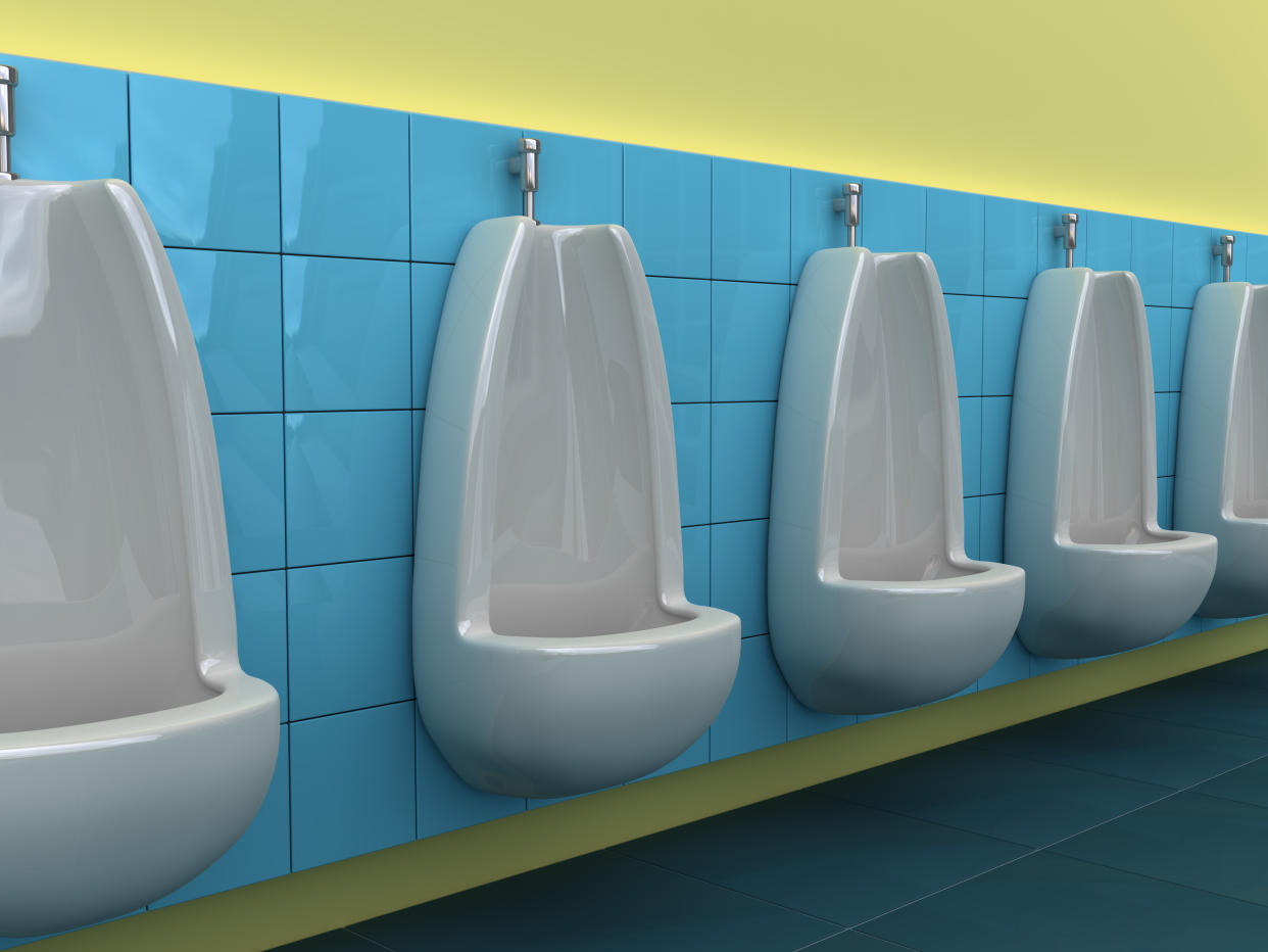 Men's urinals in a toilet.