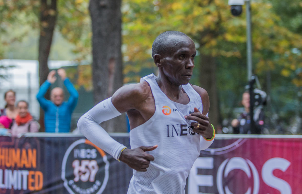 In a world full of doubters and chastisers, Kipchoge reminds us that anything is possible. (Photo by Robert Szaniszlo/NurPhoto via Getty Images)