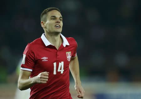 Football Soccer - Georgia v Serbia - World Cup 2018 Qualifiers - Group D - Boris Paichadze Dinamo Arena,Tbilisi, Georgia - 24/3/17. Serbia's Mijat Gacinovic reacts after scoring a goal. REUTERS/David Mdzinarishvili