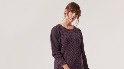 Pact Classic Cable Knit Sweater Dress