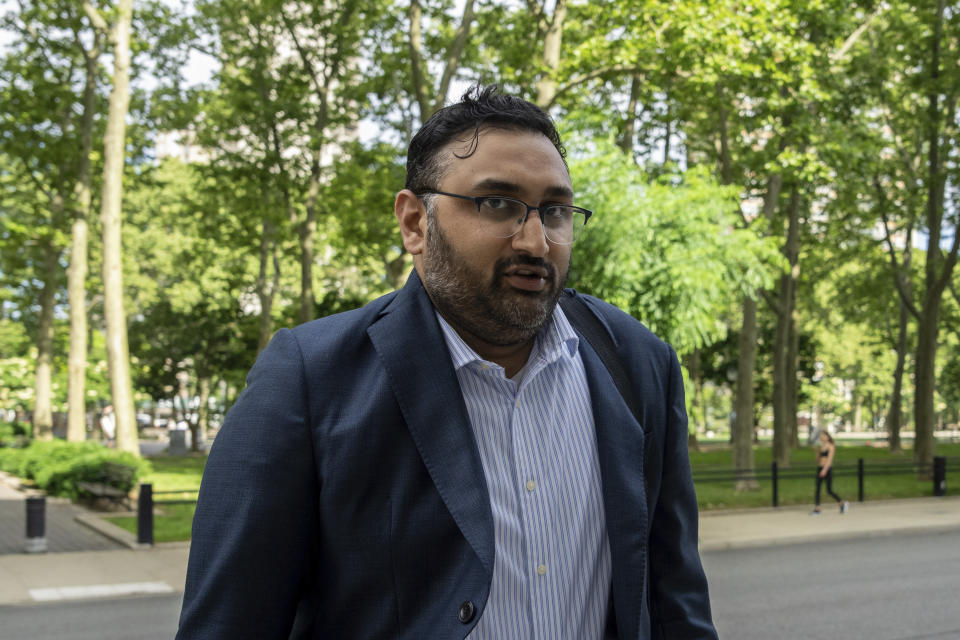 Co-founder and former Chief Operating Officer of Ozy Media Samir Rao arrives at Brooklyn Federal Court, Friday, June 7, 2024 in New York. (AP Photo/Adam Gray)