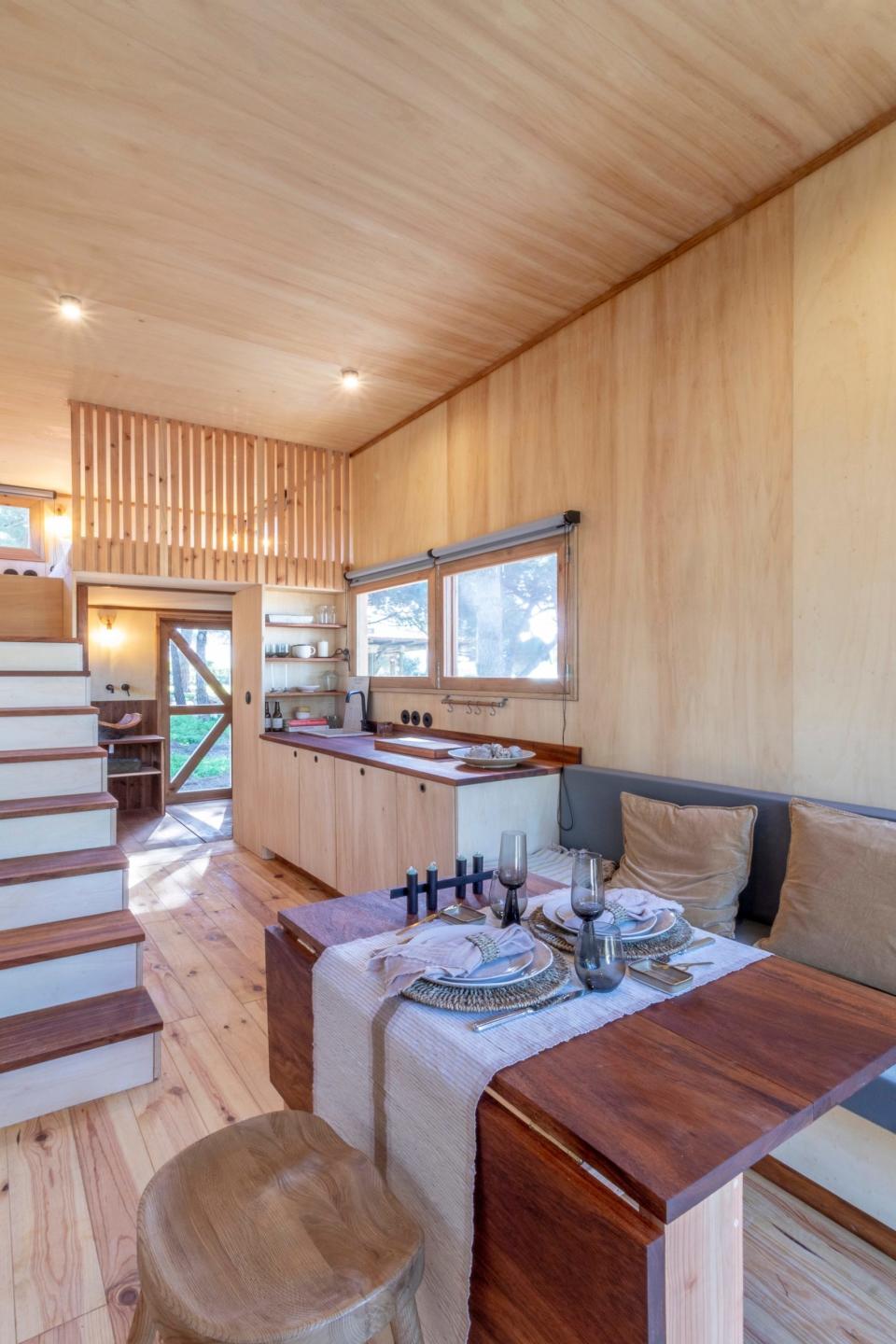 The interior of  the Adraga tiny home.