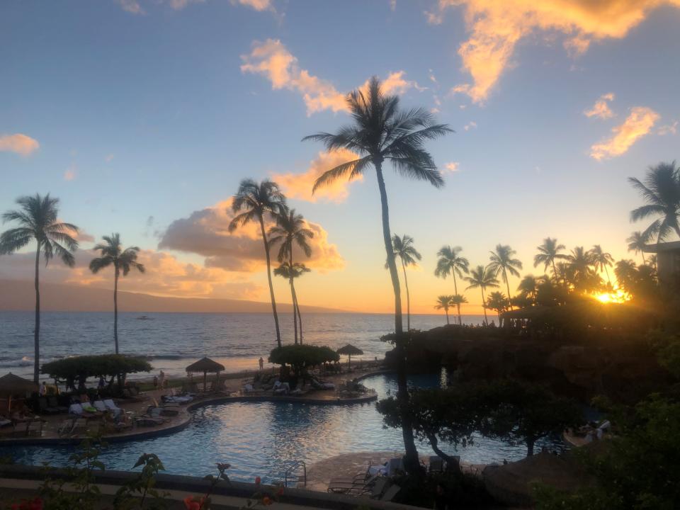 There's no extra charge for sunset views from the Hyatt Regency Maui in Hawaii.