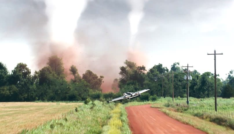 Screenshot of tornado in the upcoming Twisters movie 2024