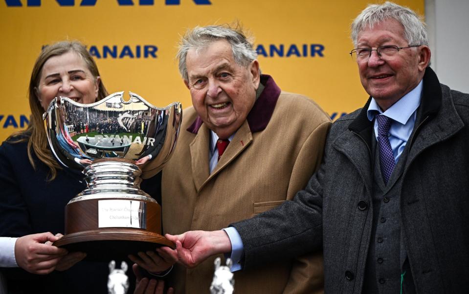 Sir Alex Ferguson (R) - Sir Alex Ferguson wins back-to-back Cheltenham races – then targets a treble