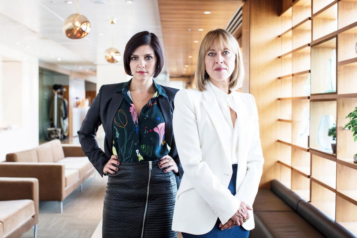 Sisters in law: Annabel Scholey, above left, and Nicola Walker, above right, play sibling lawyers who have to face one another in court cases: BBC/Sister Pictures/Sophie Mutevelian