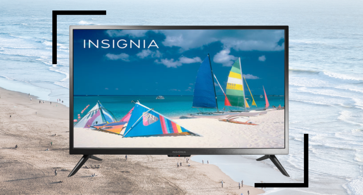 insignia tv against background of beach and ocean, best buy canada, TV