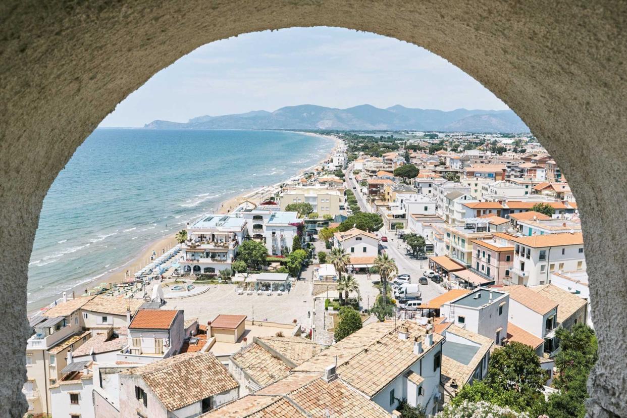 Looking toward Monte Circeo, or “Circe’s Mountain,” from the town of Sperlonga, in Italy