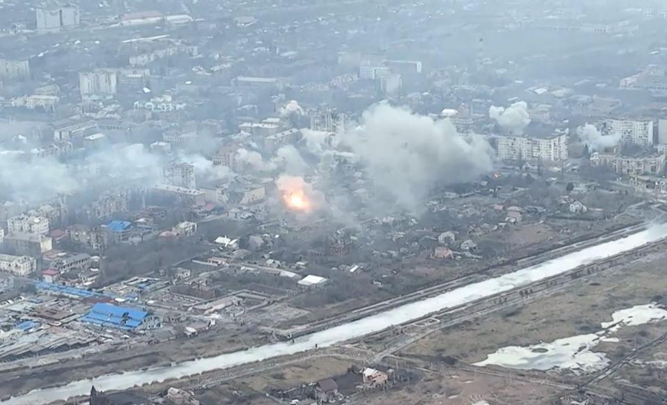 Smoke during fighting in the city of Bakhmut (AFPTV/AFP via Getty Images)