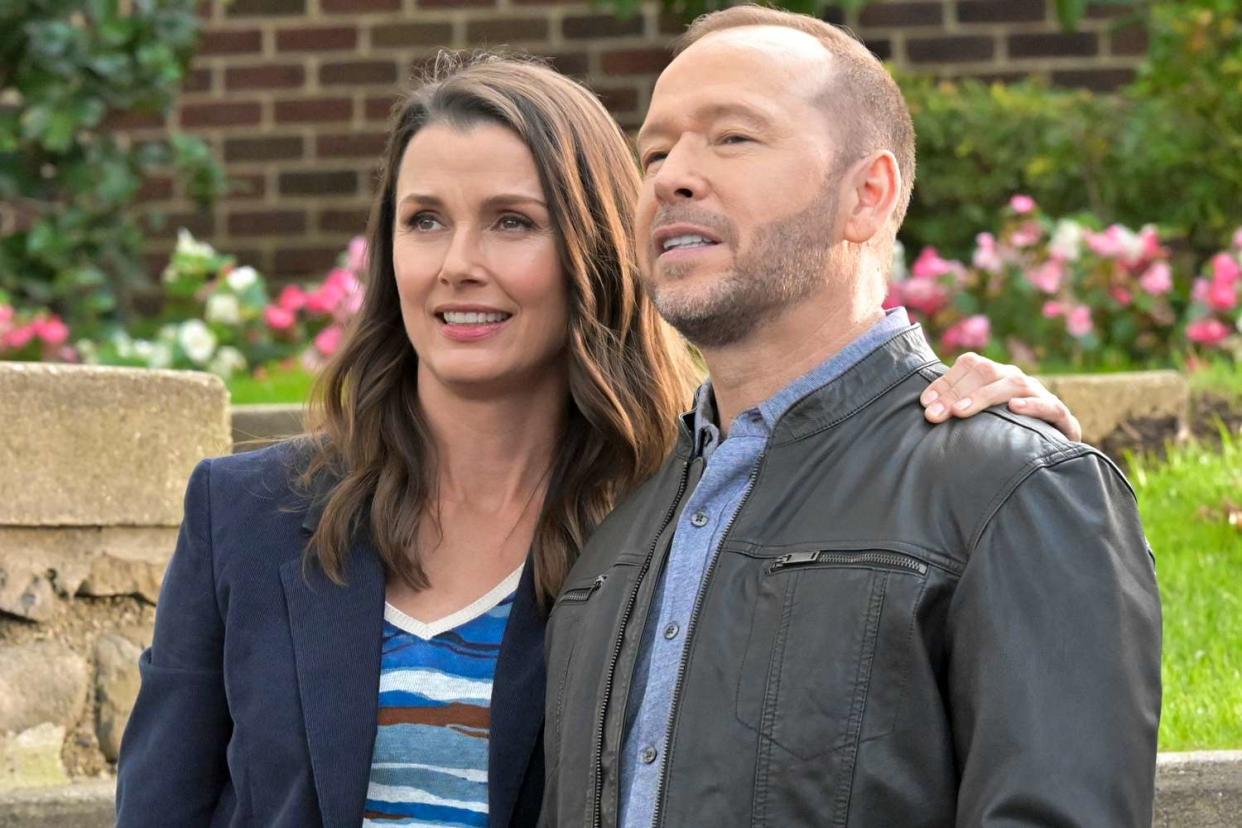 <p>John Paul Filo/CBS via Getty</p> (L-R) Bridget Moynahan and Donnie Wahlberg on 