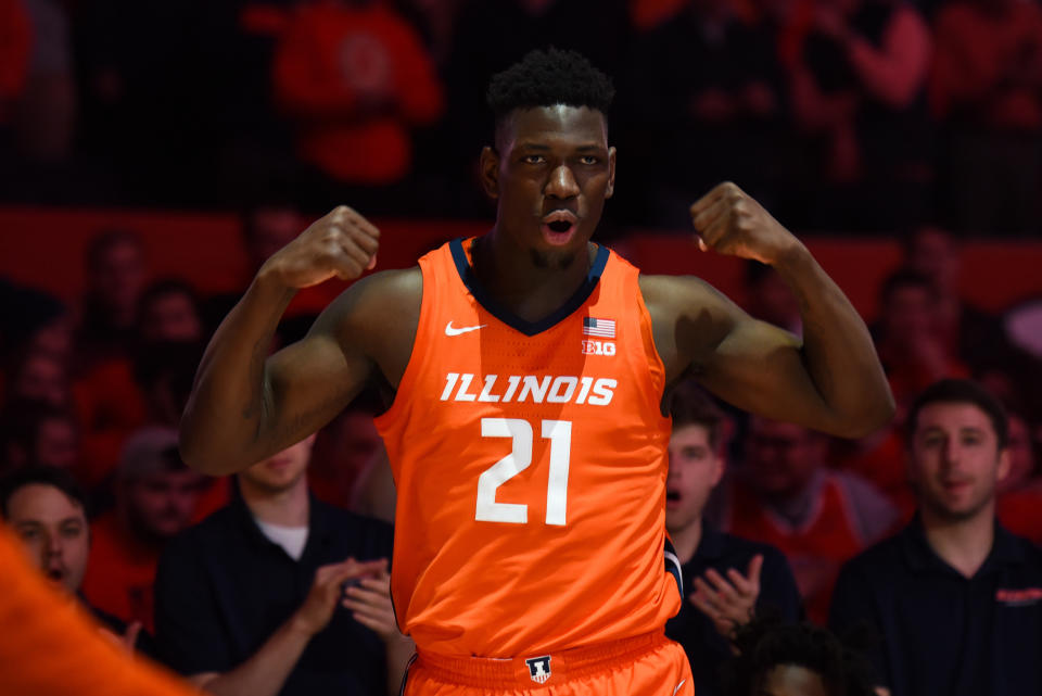 CHAMPAIGN, IL - DECEMBER 11: Illinois center Kofi Cockburn (21) is announced onto the floor prior to a college basketball game between the Michigan Wolverines and Illinois Fighting Illini on December 11, 2019 at the State Farm Center in Champaign, Illinois. (Photo by James Black/Icon Sportswire via Getty Images)