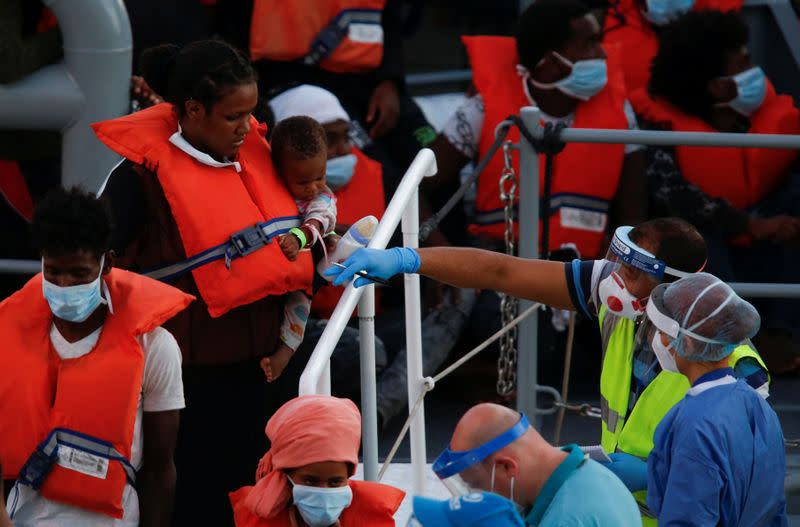 Migrants rescued by Maltese Armed Forces are brought to Malta in Senglea