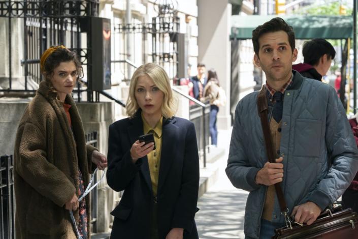 <div class="inline-image__caption"><p>Megan Ferguson, Tavi Gevinson and Adam Chanler-Berat in <em>Gossip Girl</em>.</p></div> <div class="inline-image__credit">Karolina Wojtasik/HBO Max</div>