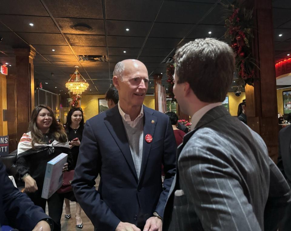 U.S. Sen. Rick Scott attends a toy drive in Greenacres on Dec. 18, 2023.