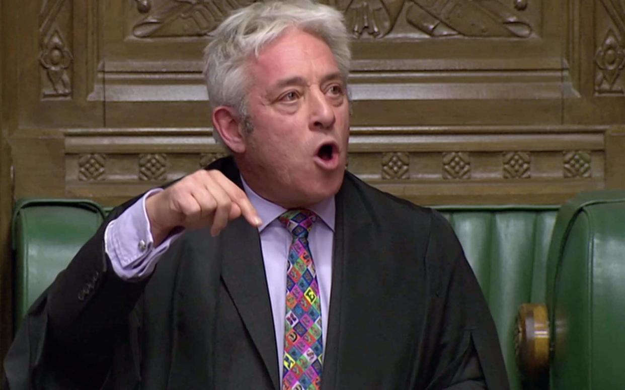 Speaker John Bercow addressing the House of Commons on Monday - REUTERS