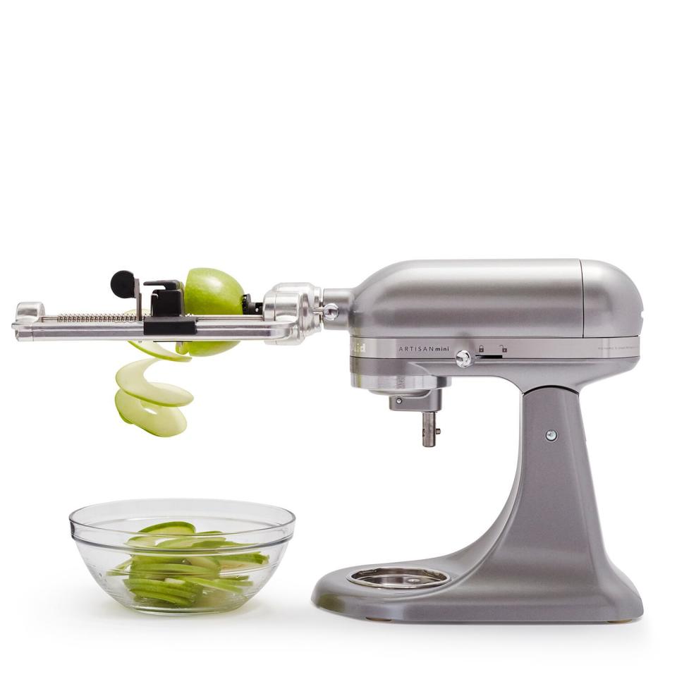 <p><strong>KitchenAid®</strong></p><p>surlatable.com</p><p><strong>$99.95</strong></p><p><a href="https://go.redirectingat.com?id=74968X1596630&url=https%3A%2F%2Fwww.surlatable.com%2Fpro-2059152-sm-attach-spiralizer%2FPRO-2059152.html&sref=https%3A%2F%2Fwww.goodhousekeeping.com%2Fcooking-tools%2Fg34431819%2Fbest-kitchenaid-attachments%2F" rel="nofollow noopener" target="_blank" data-ylk="slk:Shop Now;elm:context_link;itc:0;sec:content-canvas" class="link ">Shop Now</a></p><p>Probably one of the most exciting offerings for veggie lovers and low-carb dieters combined, the spiralizer attachment replaces the need for a standalone gadget. It has blades that quickly spiralizes <em>and</em> peels(!) a variety of produce, including squash, zucchini, potatoes, and carrots, too. You can customize the noodles' thickness: Enjoy tight spirals or shavings, or create thicker, luxe ribbons. If you like to eat clean, healthy meals that are packed with fresh vegetables and fruit, this attachment will certainly come in handy.</p>